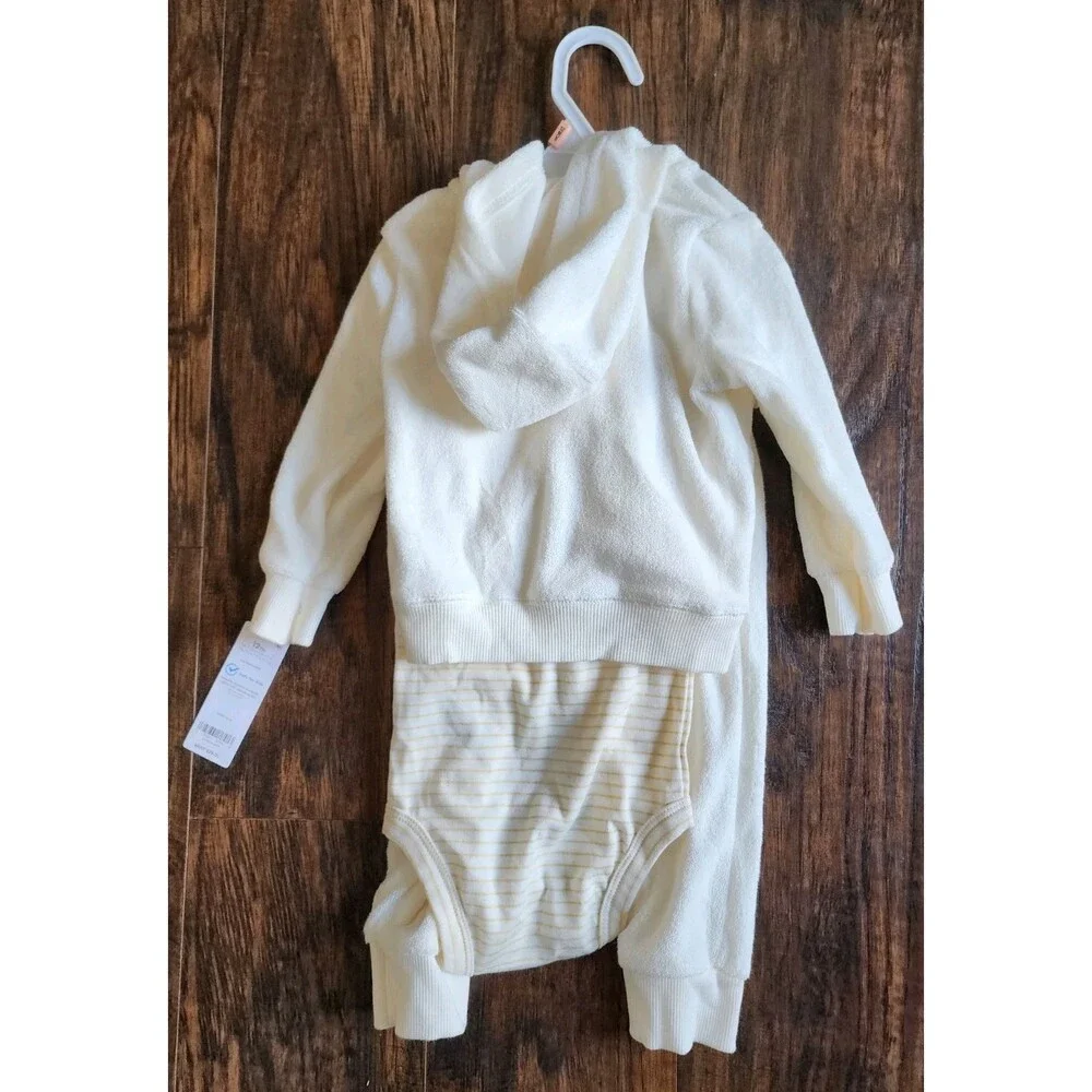 CARTERS Baby 3-Piece Duck Little Cardigan Set - Ivory, Hoodie Bodysuit Pants 12M